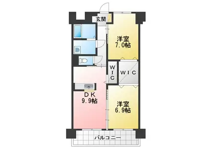ブルースカイマンションVII(2DK/7階)の間取り写真