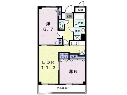 プリムローズ(2LDK/2階)の間取り写真