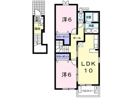 ドミールB(2LDK/2階)の間取り写真