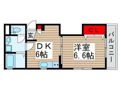 リビオン・タートル(1DK/2階)の間取り写真