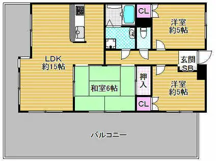 ロイヤルビブレ雲雀ヶ丘(3LDK/4階)の間取り写真