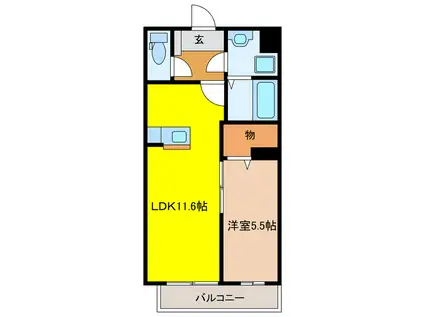 フェリス道本(1LDK/2階)の間取り写真