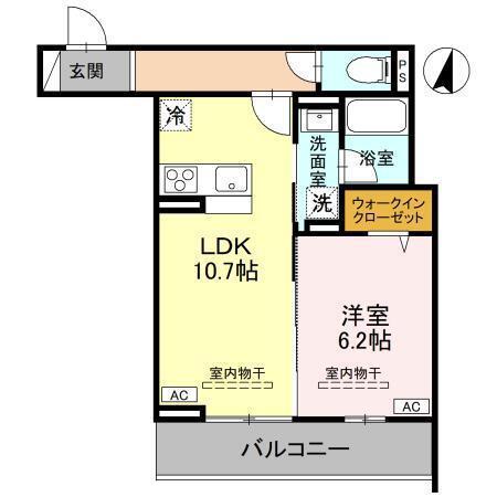 TORISIAS ゆいの杜6丁目 C棟(1LDK/2階)の間取り写真