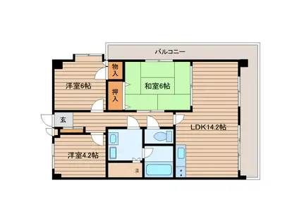 ウェルステージ丸浩 弐番館(3LDK/6階)の間取り写真