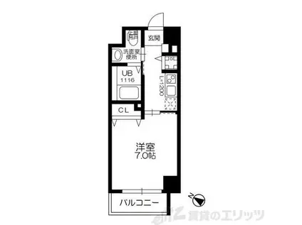 サウスヒルズ中崎町(1K/8階)の間取り写真