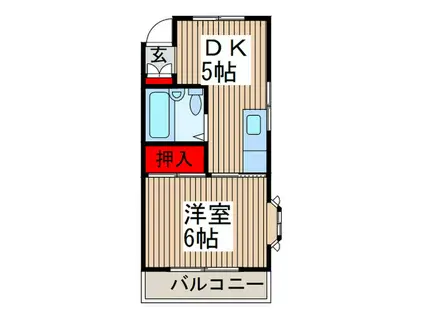 石村ハイツ(1DK/2階)の間取り写真