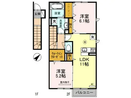 エクセルコートⅡ(2LDK/2階)の間取り写真