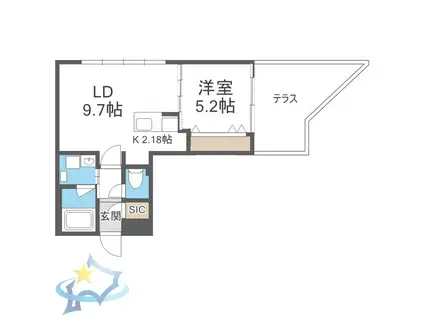 GRAND CALME琴似(1LDK/1階)の間取り写真