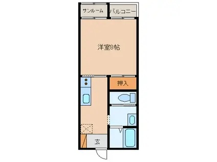 コーポ長谷(1K/1階)の間取り写真