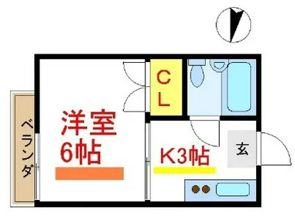 ファミーユ(1K/2階)の間取り写真