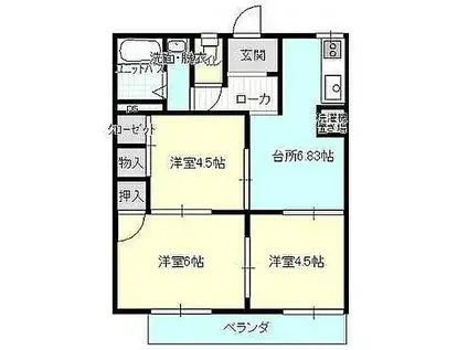 コーポラス手城(3DK/1階)の間取り写真