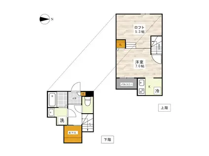 ADC熊本北ソアレ(1K/1階)の間取り写真