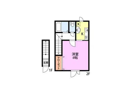 リトリート南長潟(1K/2階)の間取り写真