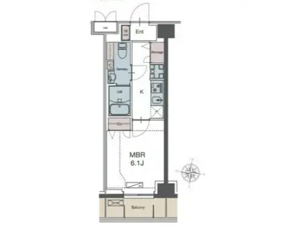 LUXENA勝田台(1K/1階)の間取り写真