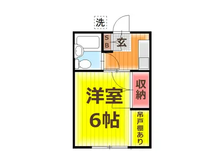 第二稲荷荘(1K/2階)の間取り写真