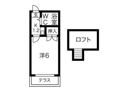 レオパレス千年第2(1K/1階)の間取り写真