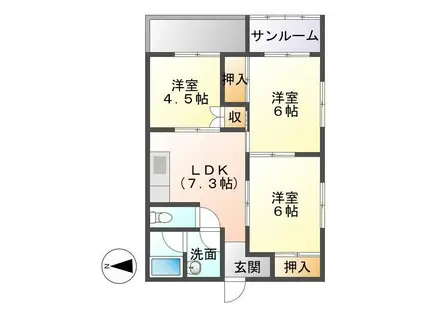 ジョイハウスK(3DK/1階)の間取り写真