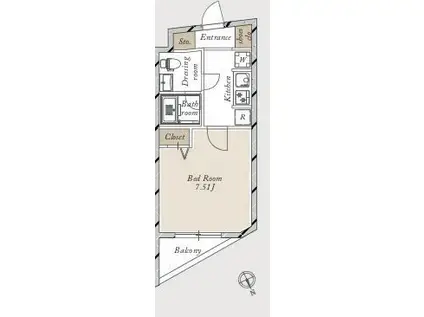 LA DOUCEUR赤塚(1K/2階)の間取り写真