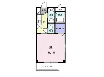 メゾンひのくち(1K/1階)の間取り写真