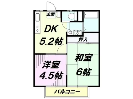エステート2(2DK/1階)の間取り写真