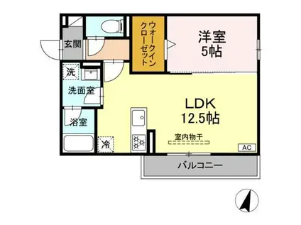 WISE SQUARE(1LDK/2階)の間取り写真