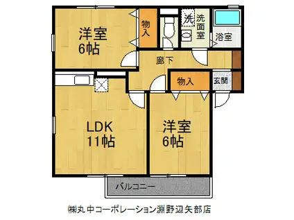 フローラM Ⅱ(2LDK/2階)の間取り写真