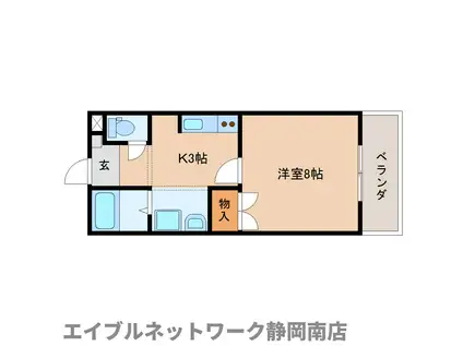 クレシェンド中屋敷(1K/2階)の間取り写真