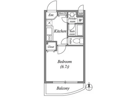 アレ・ドゥ・クリザンテーム(1K/2階)の間取り写真
