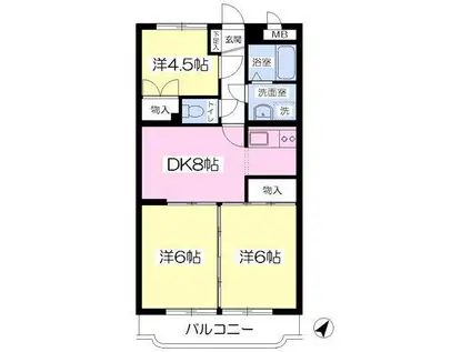 ユーミーもくしA(3DK/2階)の間取り写真