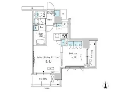 パークアクシス蒲田ステーションゲート(1LDK/12階)の間取り写真