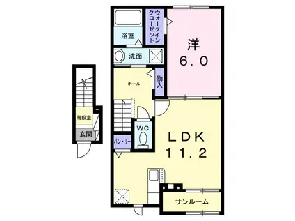 シーブルーム(1LDK/2階)の間取り写真