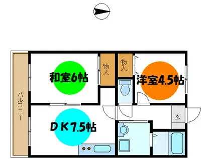 アロー一之江48番館(2DK/2階)の間取り写真