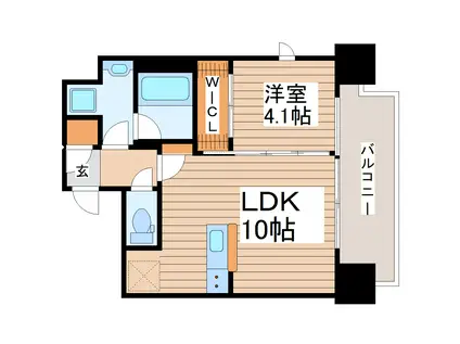 デュオフラッツ仙台木町通リネア(1LDK/5階)の間取り写真