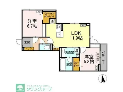 ラ・ペッシュ(2LDK/3階)の間取り写真