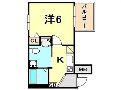 ワコーレヴィータ神戸中山手(1K/3階)の間取り写真