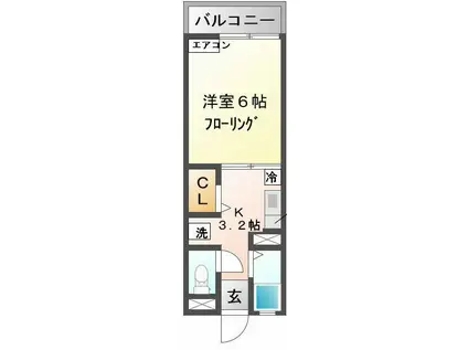 グランドハィム A(1K/2階)の間取り写真