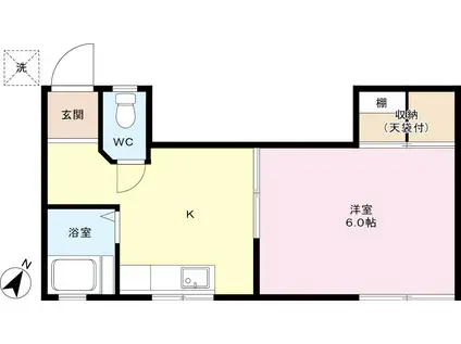 オヤマダハイツ(1K/2階)の間取り写真