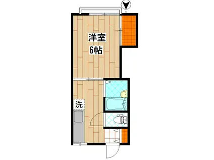 コーポ前多(1K/2階)の間取り写真