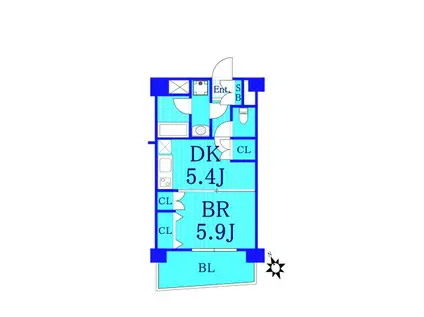 ベイウエスト(1DK/5階)の間取り写真