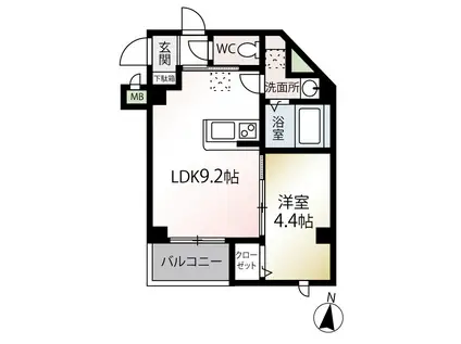 BCASA多摩川(1LDK/4階)の間取り写真