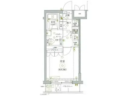 セジョリ北千住(1K/1階)の間取り写真