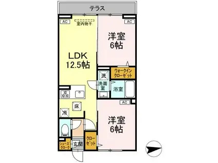 セレスティア東葛西Ⅳ(2LDK/1階)の間取り写真