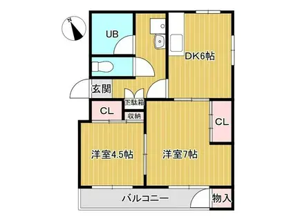 第二和同マンション(2DK/2階)の間取り写真
