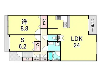 ナビールコート安井町(1SLDK/2階)の間取り写真