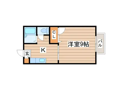 プレジオ泉崎B(1K/1階)の間取り写真