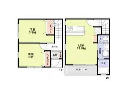 エターナルシー泉台(2LDK/1階)の間取り写真