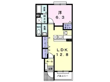 ライブウィル(1LDK/1階)の間取り写真