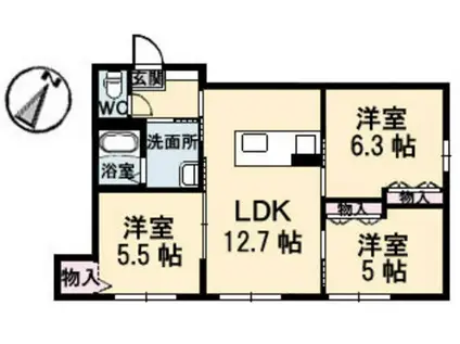 サン・モール大福(3LDK/1階)の間取り写真