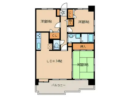 グランドール(3LDK/2階)の間取り写真