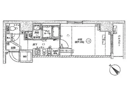 フェニックス横濱関内BAY GAIA(1K/8階)の間取り写真